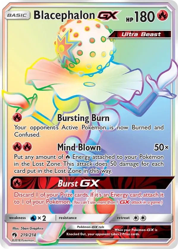 219/214 Blacephalon GX Rainbow Rare Pokemon Card