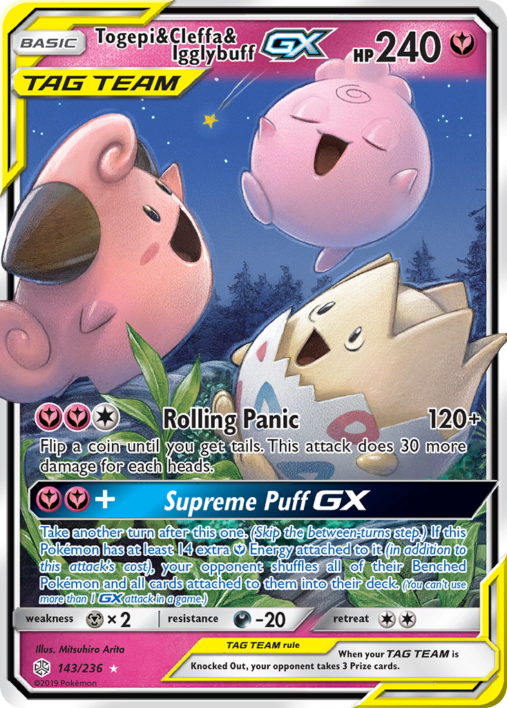 143/236 Togepi & Cleffa & Igglybuff GX Ultra Rare Pokemon Card