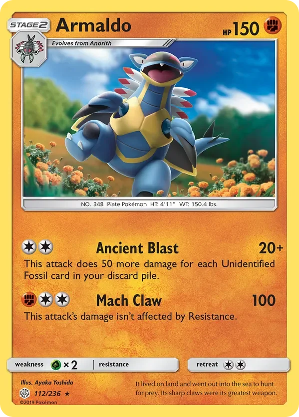112/236 Armaldo Rare Pokemon Card