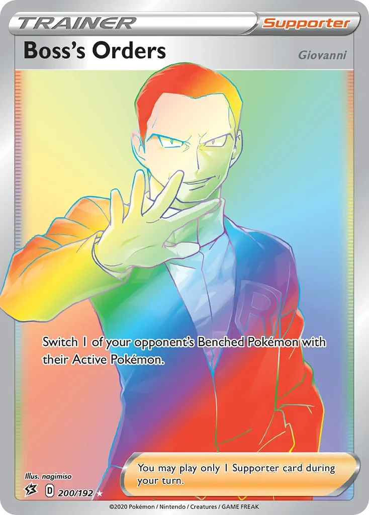 200/192 from Rebel Clash Rainbow Rare Trainer Card