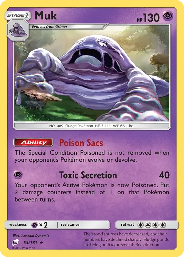 63/181 Muk Rare Pokemon Card