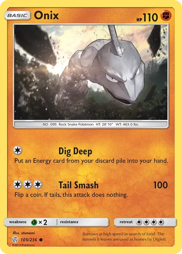 105/236 Onix Common Pokemon Card