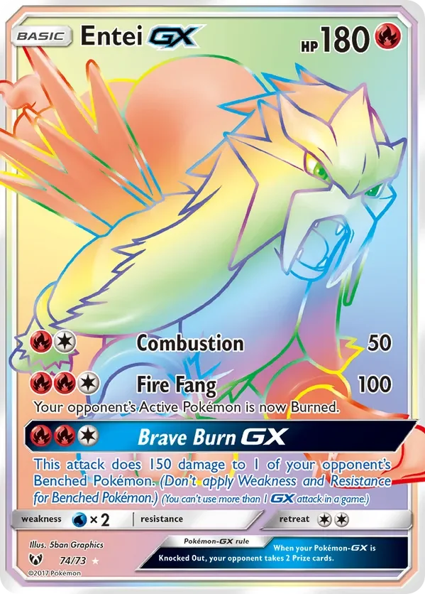 74/73 from Shining Legends Rainbow Rare Pokemon Card