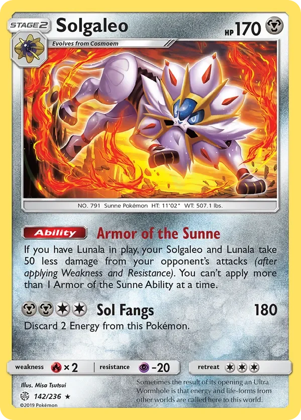 142/236 Solgaleo Holo Rare Pokemon Card