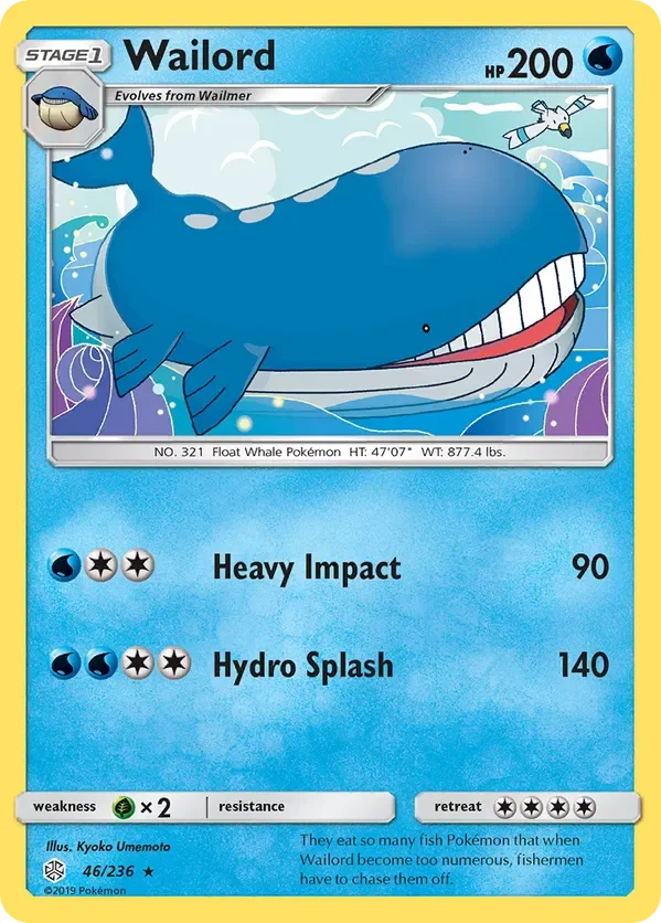 46/236 Wailord Rare Pokemon Card