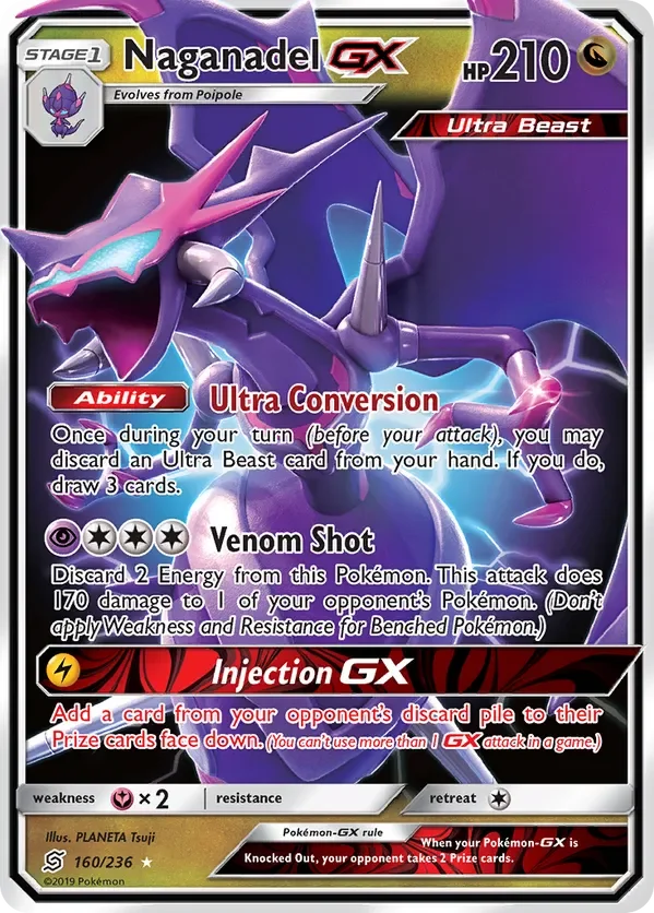 160/236 Naganadel GX Ultra Rare Pokemon Card