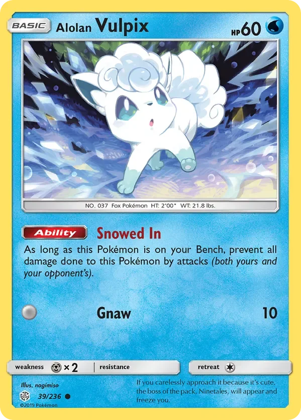39/236 Alolan Vulpix Common Pokemon Card
