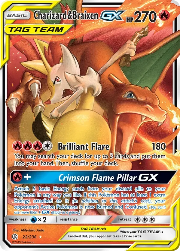 22/236 Charizard & Braixen GX Ultra Rare Pokemon Card