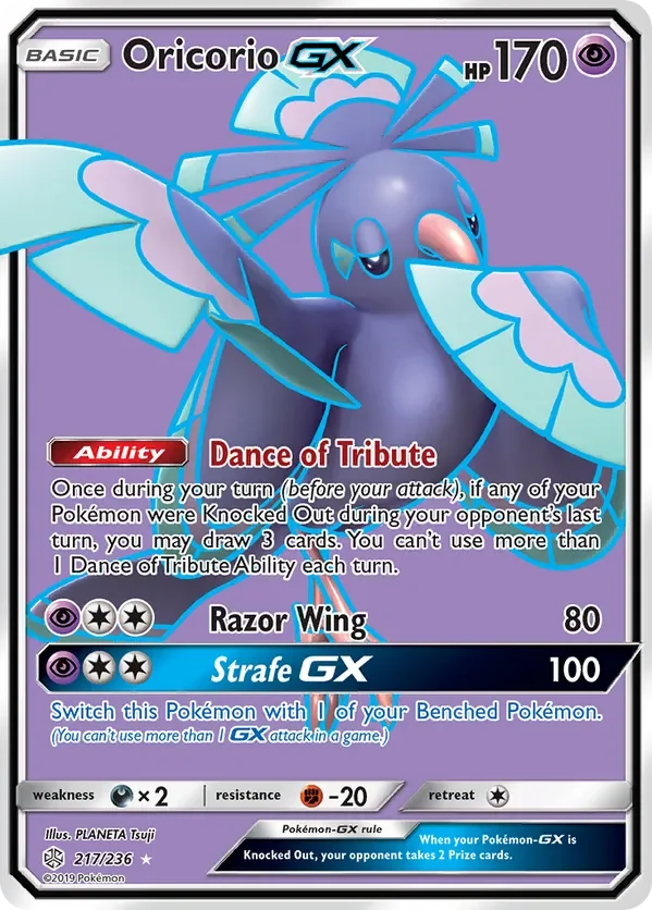 217/236 Oricorio GX Full Art Ultra Rare Pokemon Card