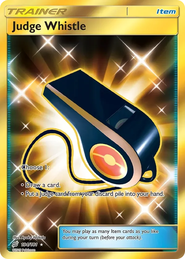 194/181 Judge Whistle Gold Rare Trainer Card