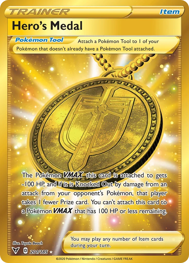 201/185 from Vivid Voltage Gold Secret Rare Trainer Card
