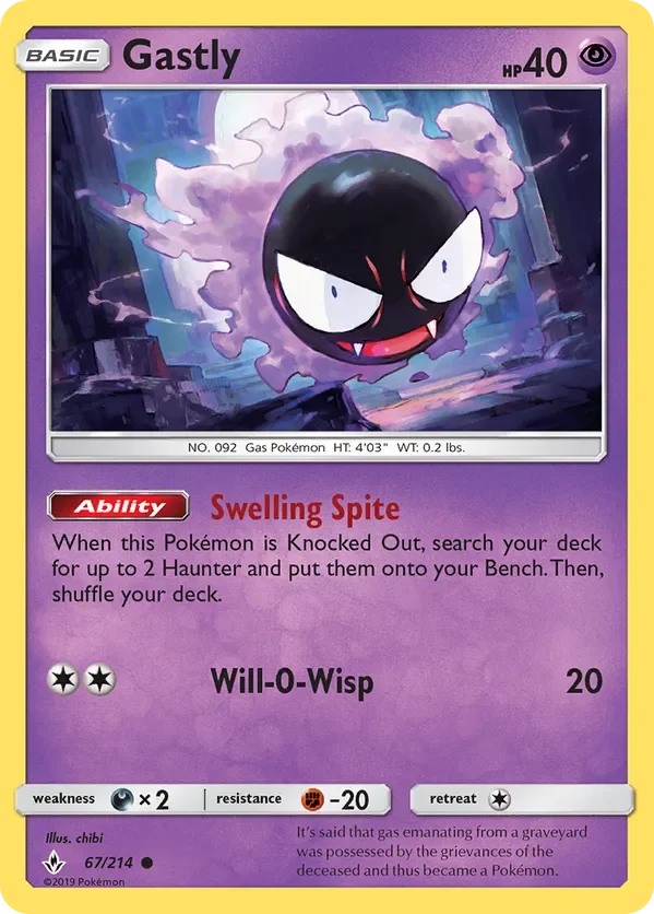67/214 Gastly Common Pokemon Card