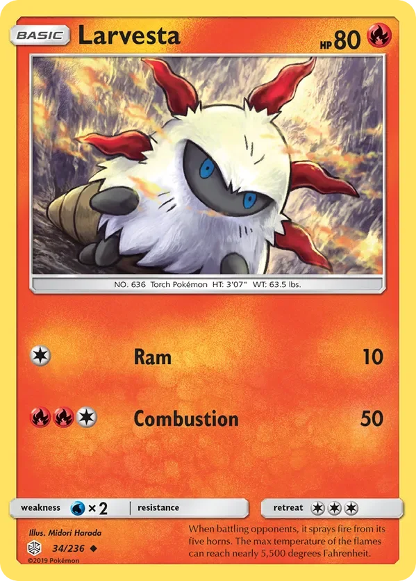 34/236 Larvesta Uncommon Pokemon Card