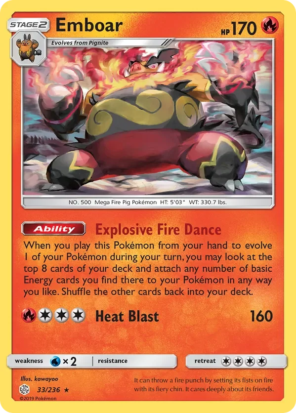 33/236 Emboar Rare Pokemon Card