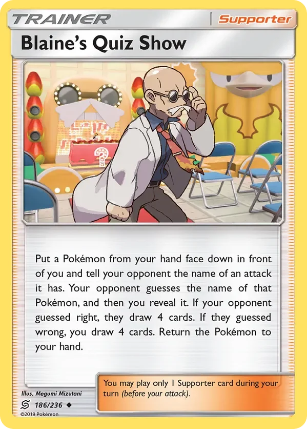 186/236 Blaine's Quiz Show Uncommon Trainer Card