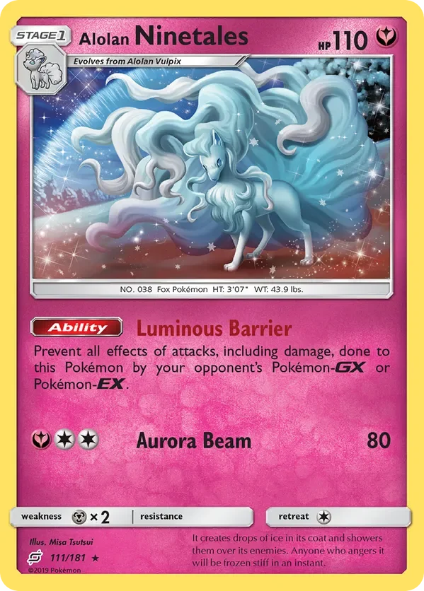 111/181 Alolan Ninetales Holo Rare Pokemon Card