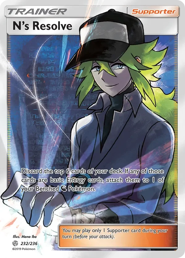 232/236 N's Resolve Full Art Ultra Rare Trainer Card