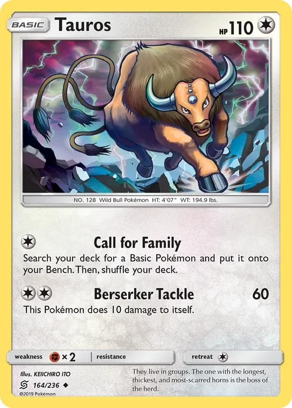 164/236 Tauros Uncommon Pokemon Card
