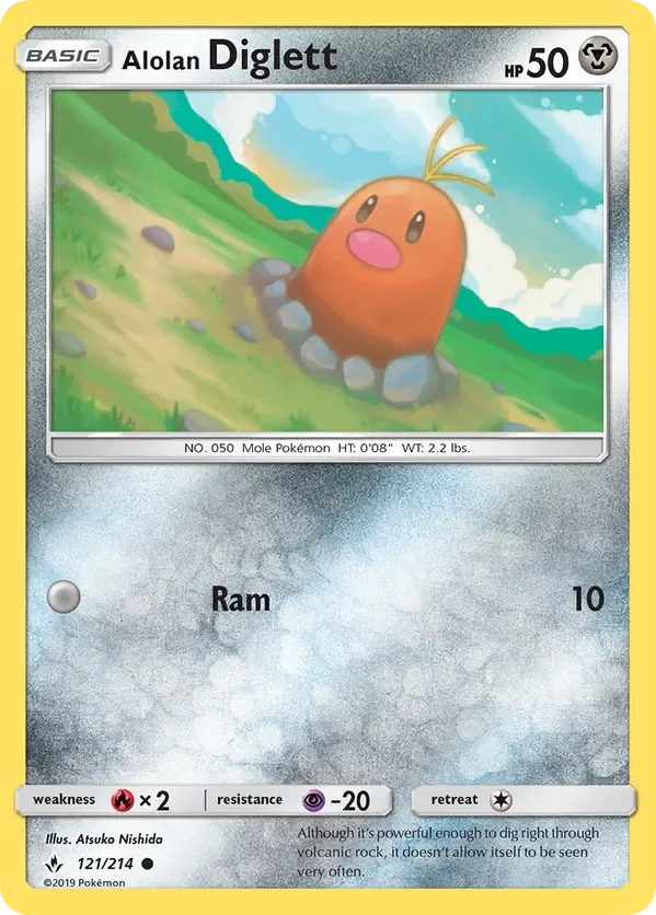 121/214 Alolan Diglett Common Pokemon Card