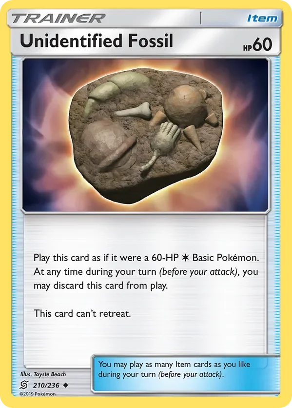 210/236 Unidentified Fossil Uncommon Trainer Card