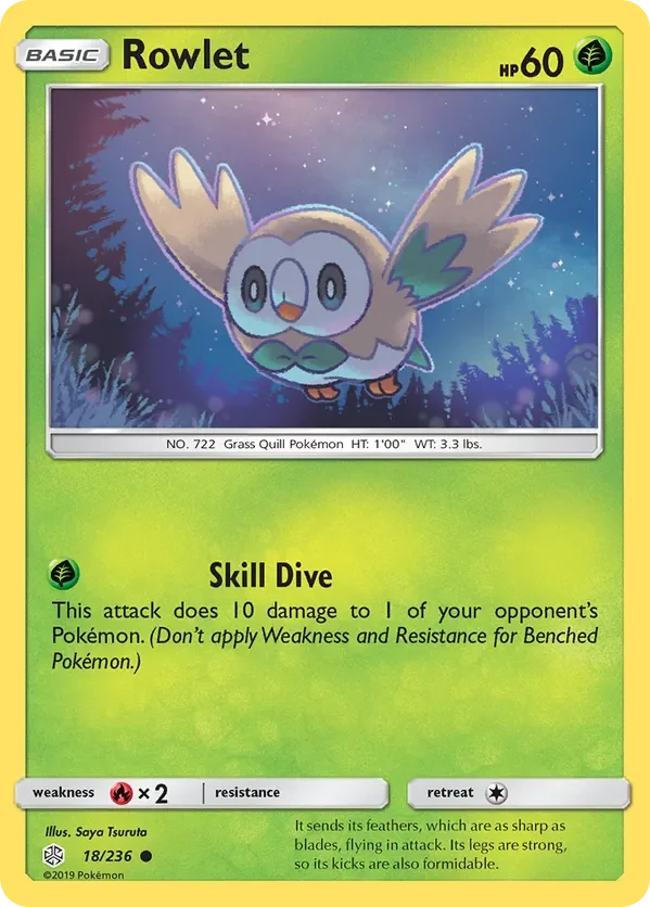 18/236 Rowlet Common Pokemon Card