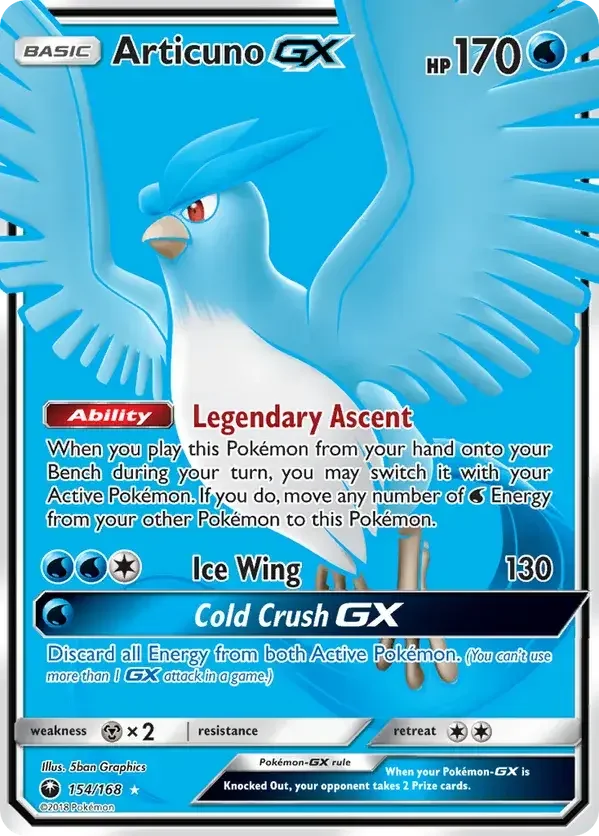 154/168 Articuno GX Full Art Ultra Rare Pokemon Card