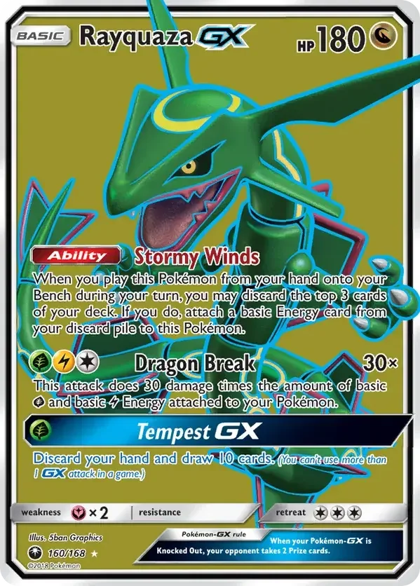 160/168 Rayquaza GX Full Art Ultra Rare Pokemon Card