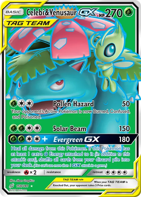 159/181 Celebi & Venusaur GX Full Art Ultra Rare Pokemon Card
