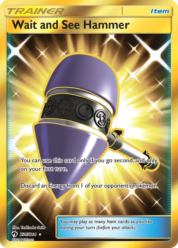 236/214 Wait and See Hammer Gold Rare Pokemon Card