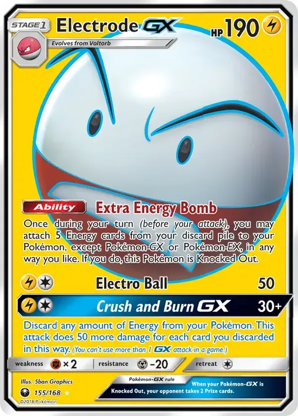155/168 Electrode GX Full Art Ultra Rare Pokemon Card