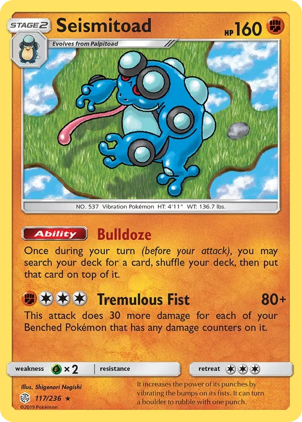 117/236 Seismitoad Rare Pokemon Card