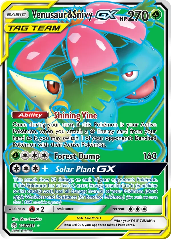 210/236 Venusaur & Snivy GX Full Art Ultra Rare Pokemon Card