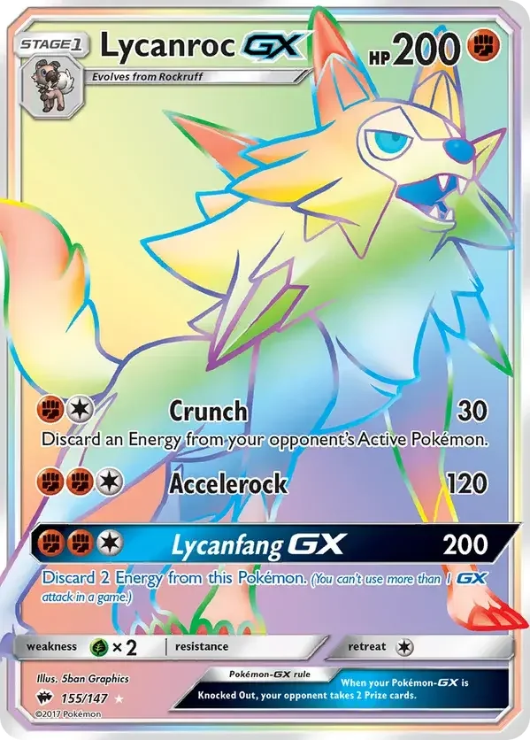 155/147 from Burning Shadows Rainbow Rare Pokemon Card
