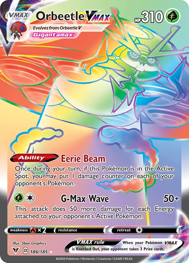 186/185 from Vivid Voltage Rainbow Rare Pokemon Card