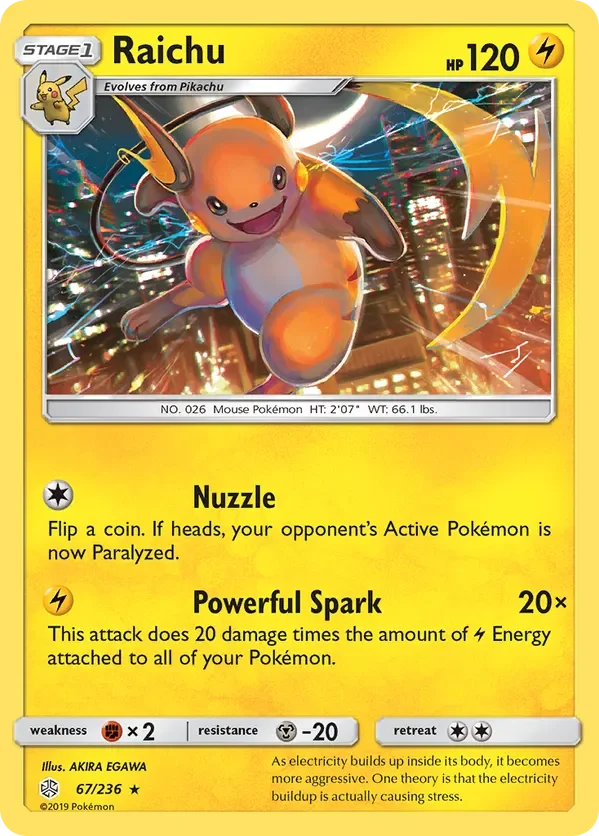67/236 Raichu Rare Pokemon Card