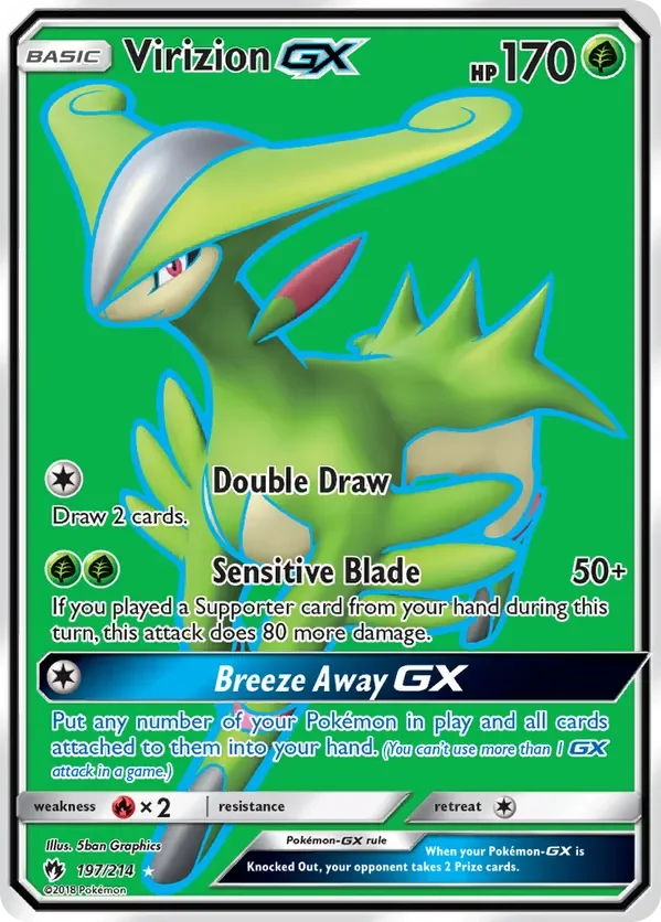 197/214 Virizion GX Full Art Ultra Rare Pokemon Card