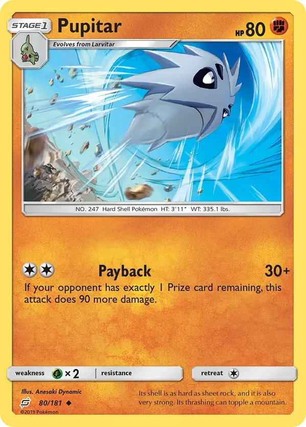 80/181 Pupitar Uncommon Pokemon Card