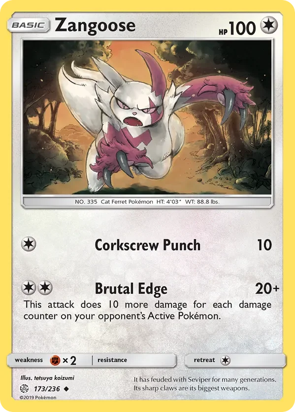 173/236 Zangoose Uncommon Pokemon Card