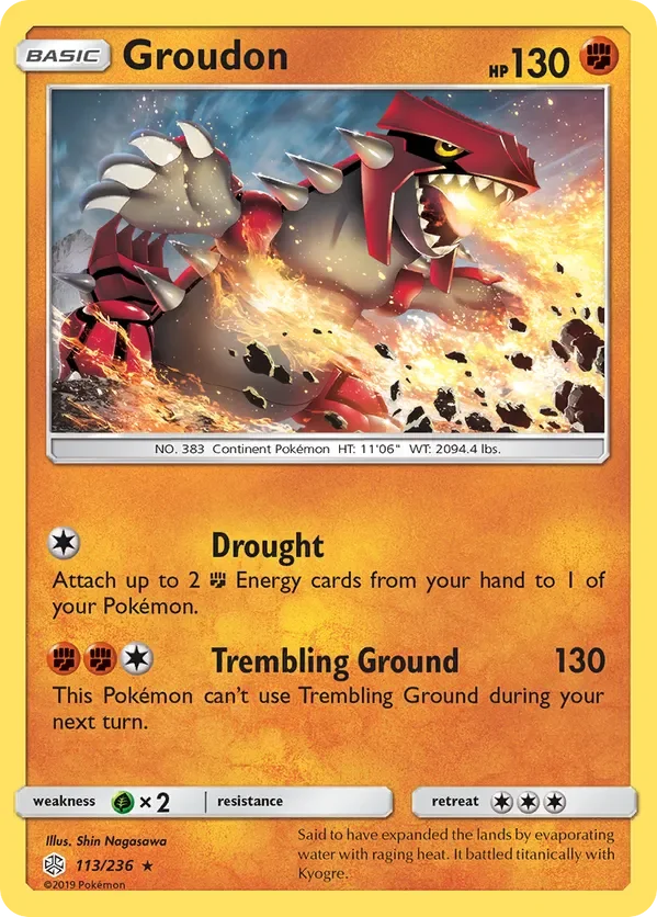 113/236 Groudon Rare Pokemon Card