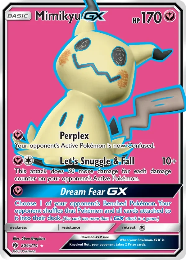 206/214 Mimikyu GX Full Art Ultra Rare Pokemon Card