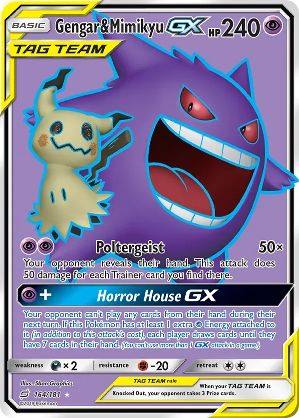 164/181 Gengar & Mimikyu GX Full Art Ultra Rare Pokemon Card