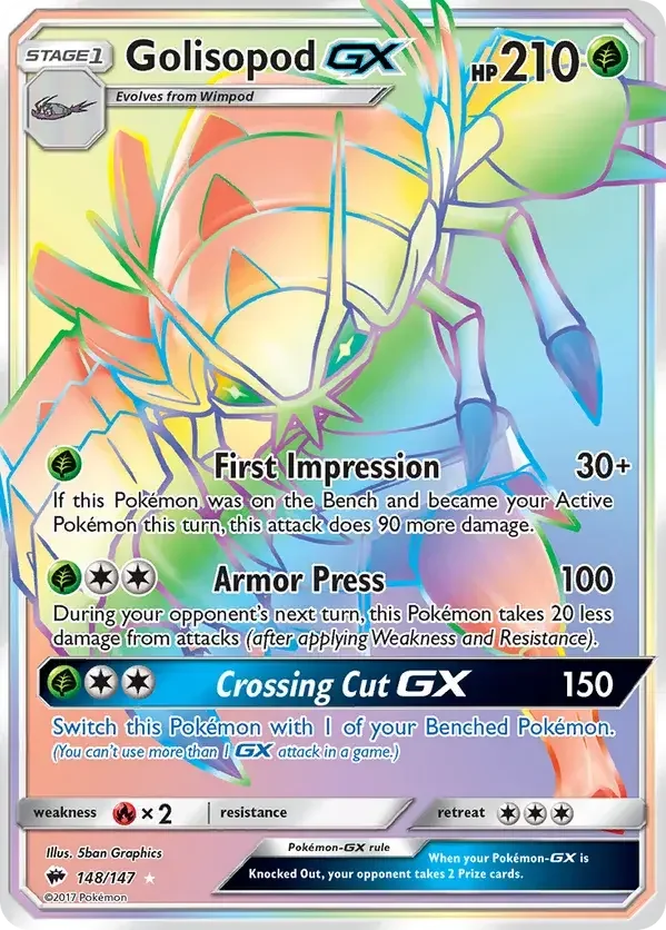 148/147 from Burning Shadows Rainbow Rare Pokemon Card