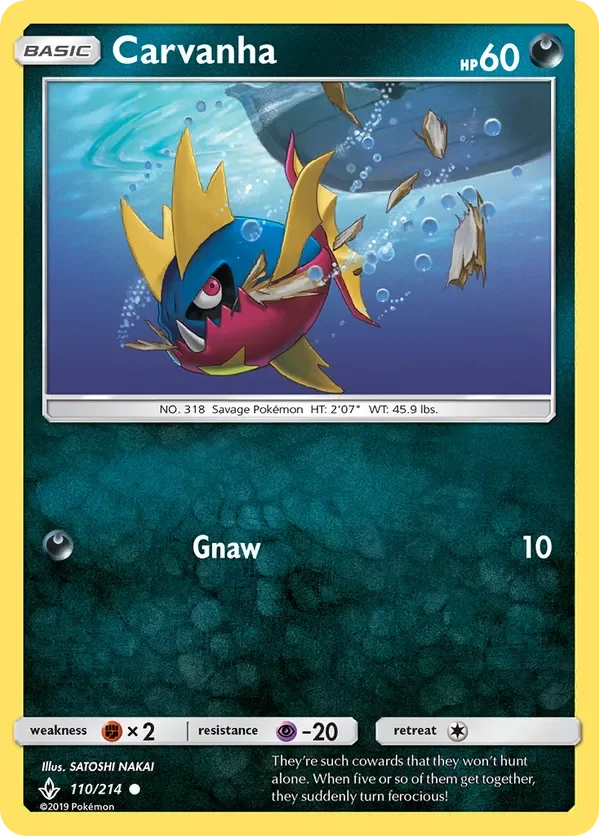 110/214 Carvanha Common Pokemon Card