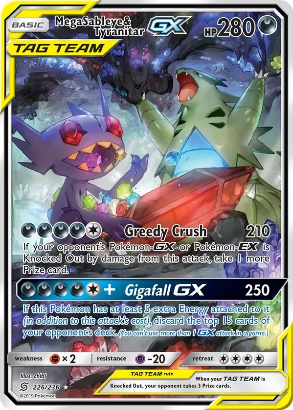 226/236 Mega Sableye & Tyranitar GX Alternate Full Art Ultra Rare Pokemon Card