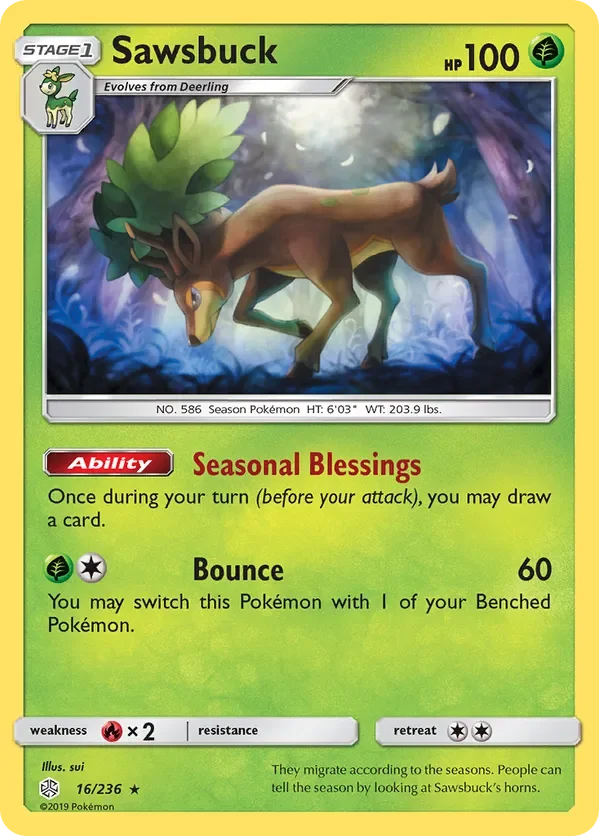 16/236 Sawsbuck Holo Rare Pokemon Card