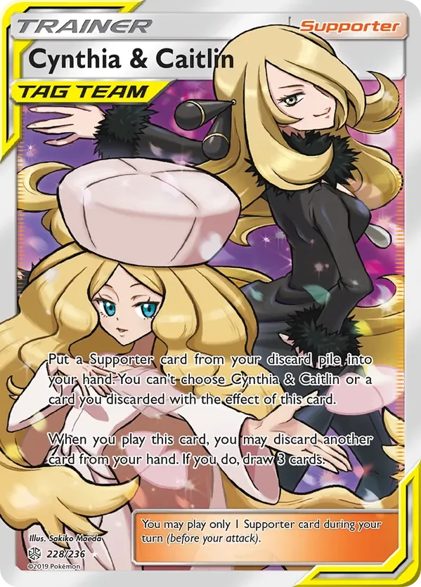 228/236 Cynthia & Caitlin Full Art Ultra Rare Trainer Card