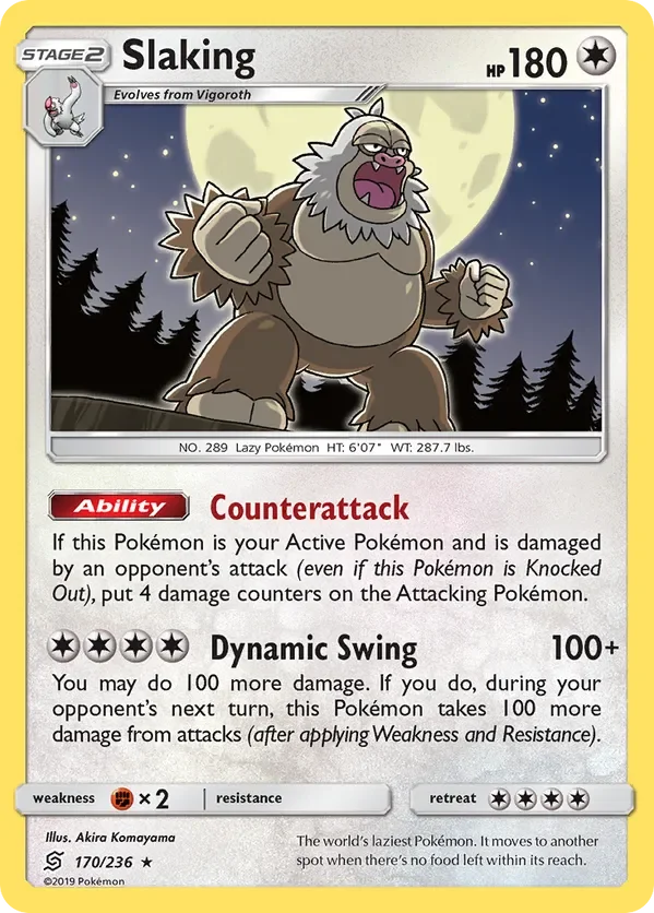 170/236 Slaking Holo Rare Pokemon Card