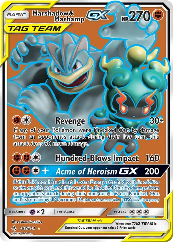 198/214 Marshadow & Machamp GX Full Art Ultra Rare Pokemon Card