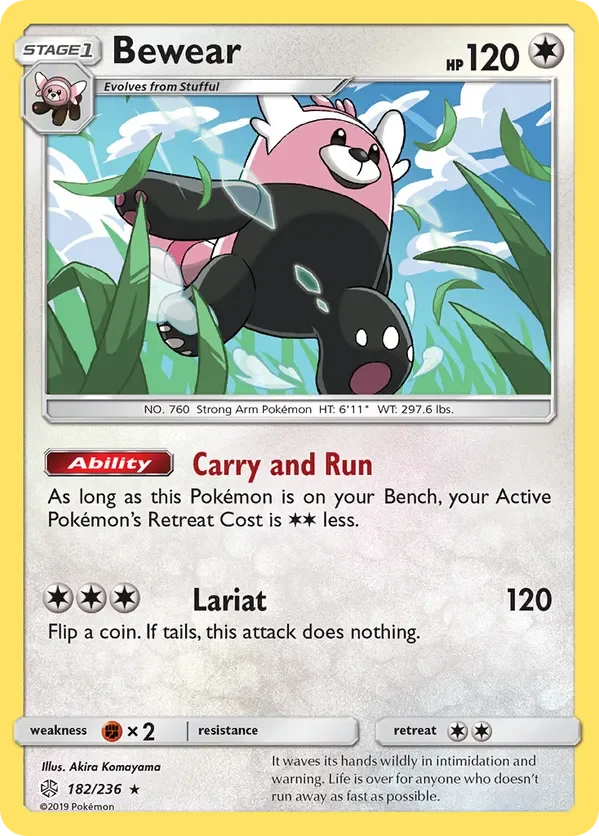 182/236 Bewear Rare Pokemon Card