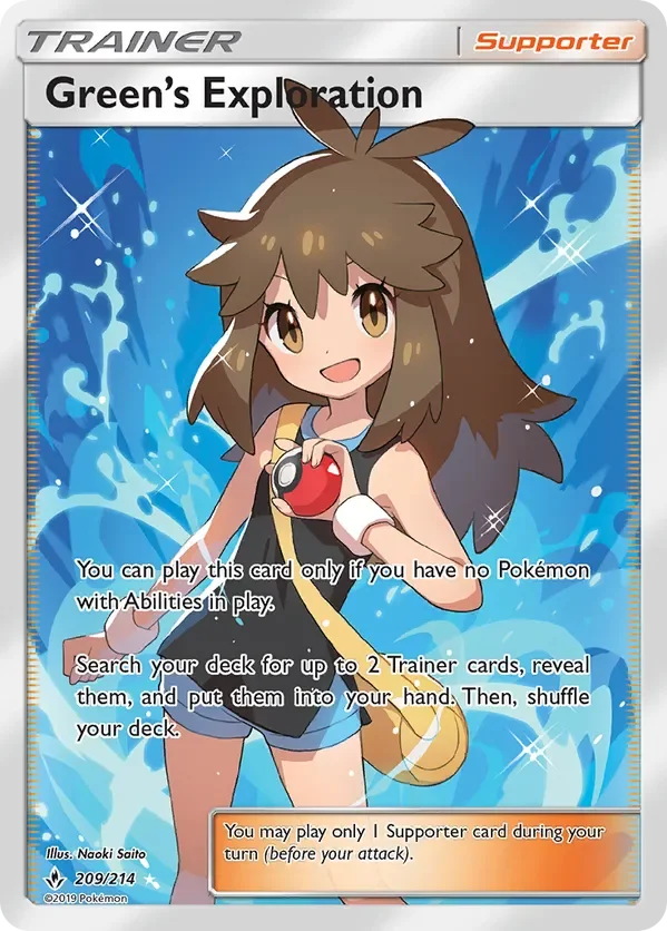 209/214 Green's Exploration Full Art Trainer Pokemon Card